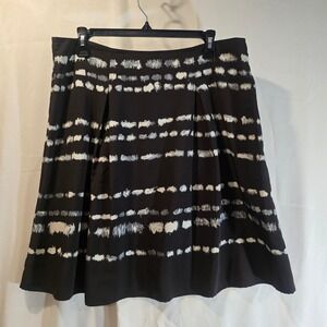 Simply Vera Vera Wang Black White Abstract Print Pleated Midi Skirt Size 10